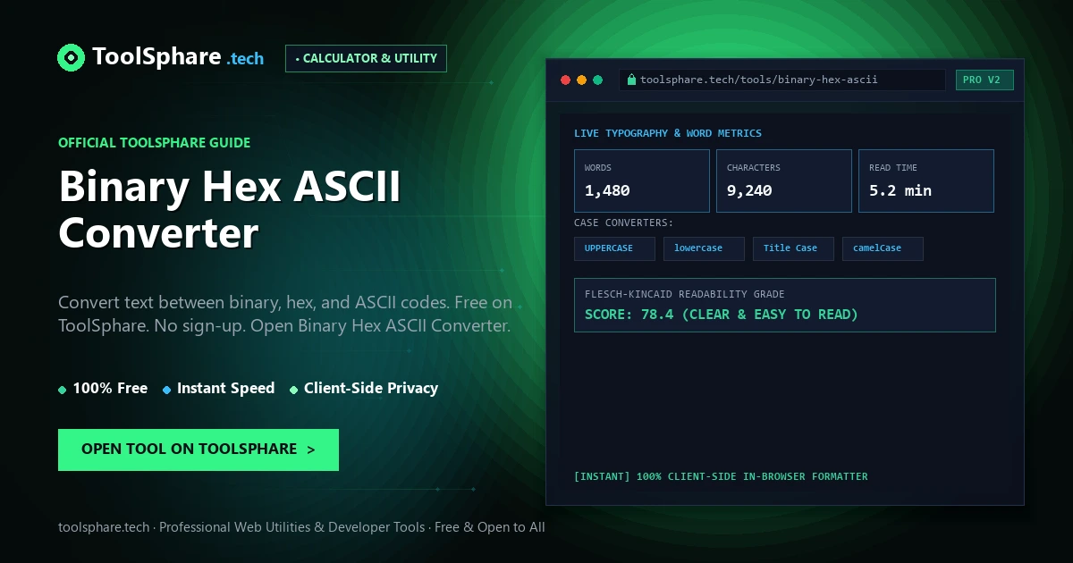 Binary Hex ASCII Converter: free online guide - ToolSphare Guide