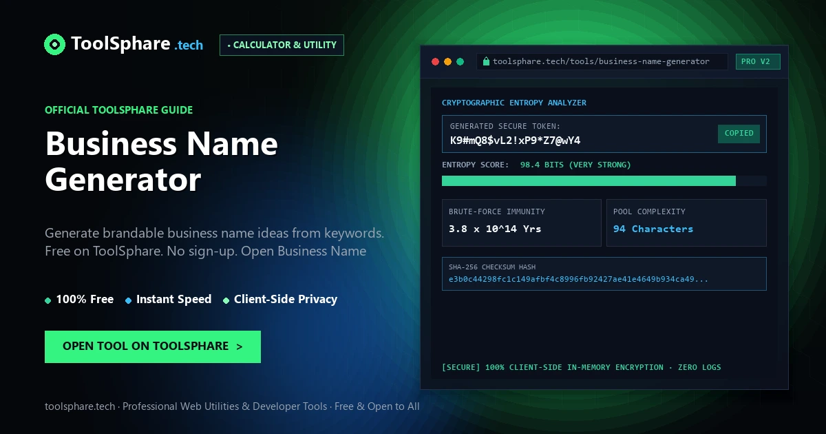 Business Name Generator: free online guide - ToolSphare Guide