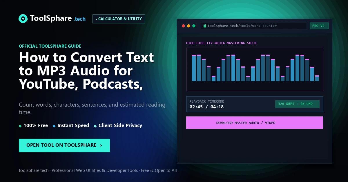 How to Convert Text to MP3 Audio for YouTube, Podcasts, and Audiobooks