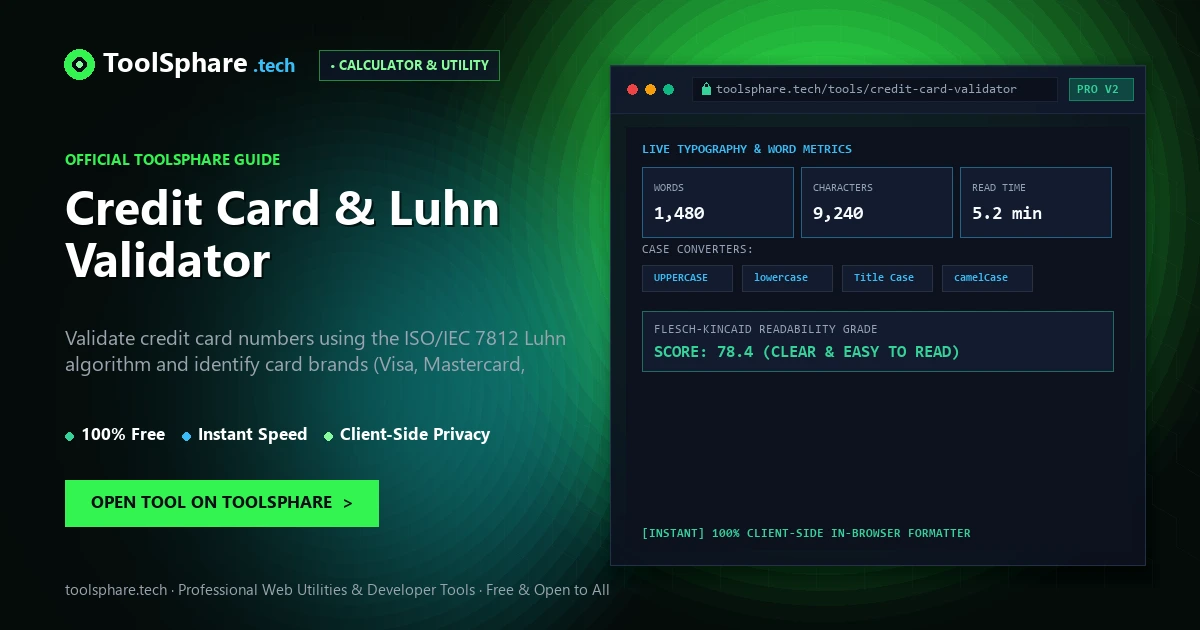 Credit Card & Luhn Validator: free online guide - ToolSphare Guide