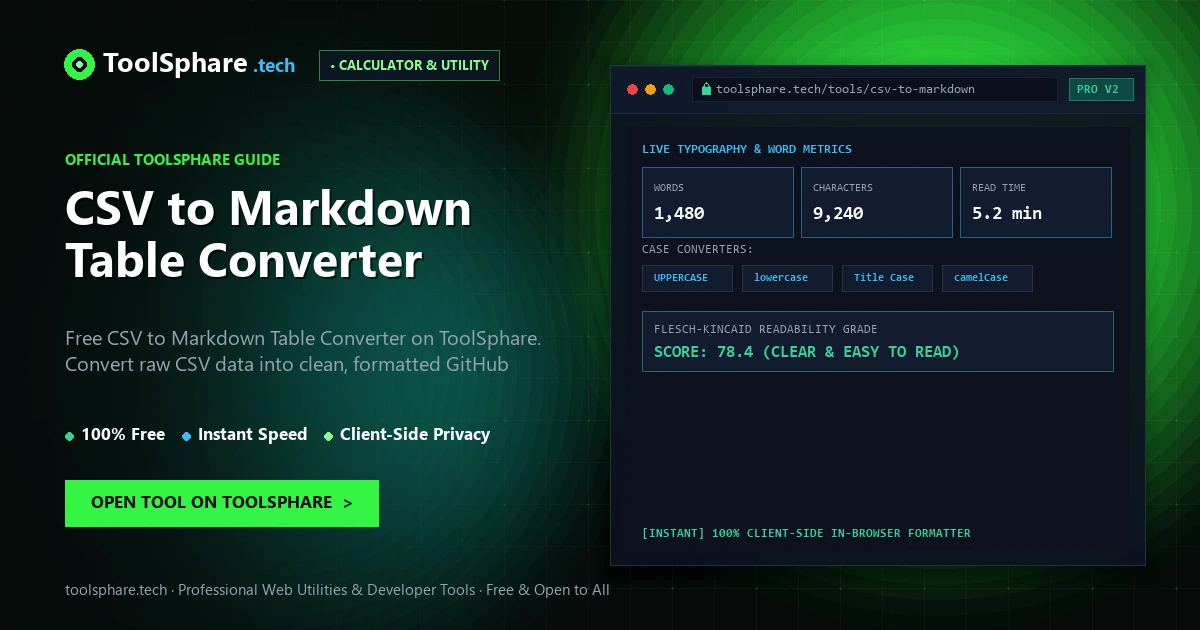 CSV to Markdown Table Converter: free online guide