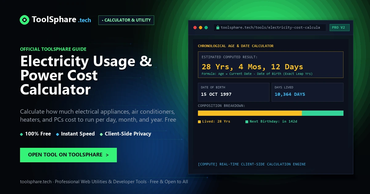 Electricity Usage & Power Cost Calculator: free online guide - ToolSphare Guide