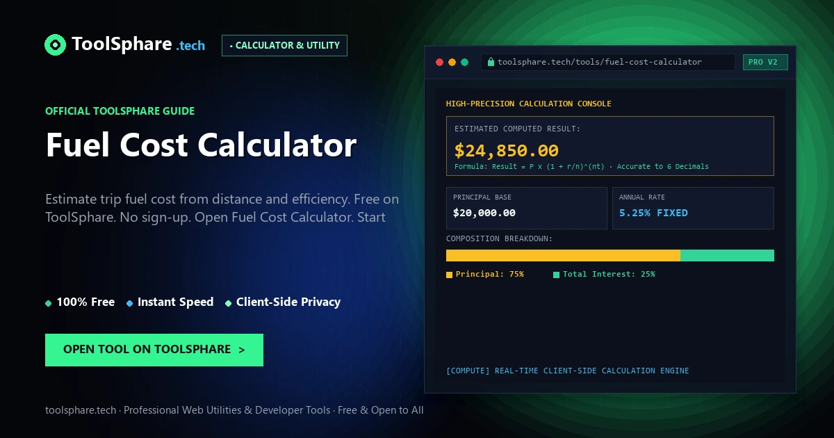 Fuel Cost Calculator: free online guide - ToolSphare Guide