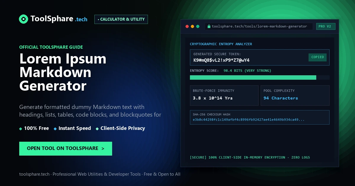 Lorem Ipsum Markdown Generator: free online guide - ToolSphare Guide
