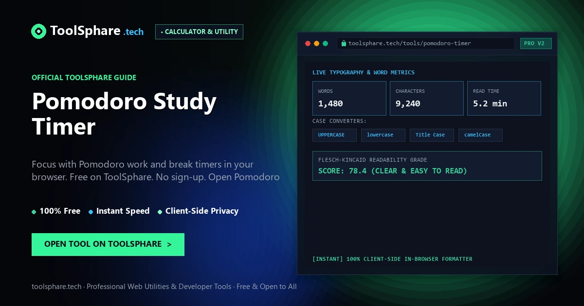 Pomodoro Study Timer: free online guide - ToolSphare Guide