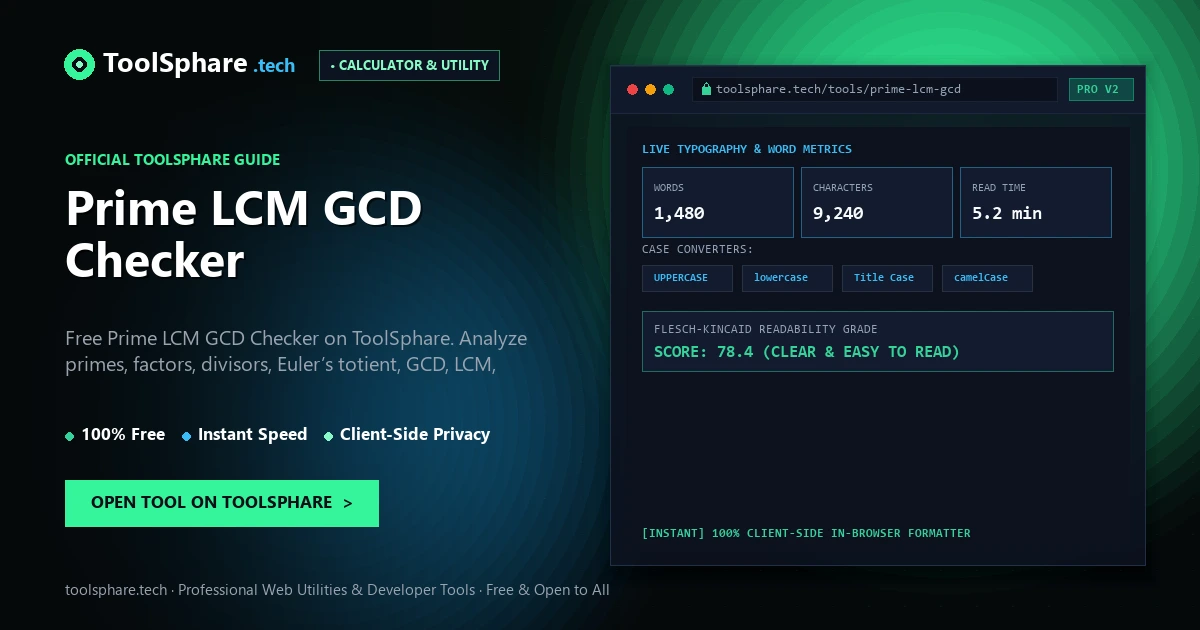 Prime LCM GCD Checker: free online guide - ToolSphare Guide