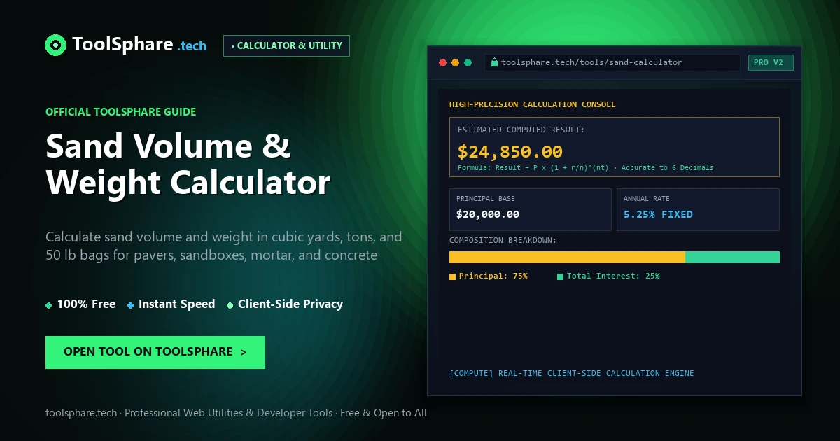 Sand Volume & Weight Calculator: free online guide