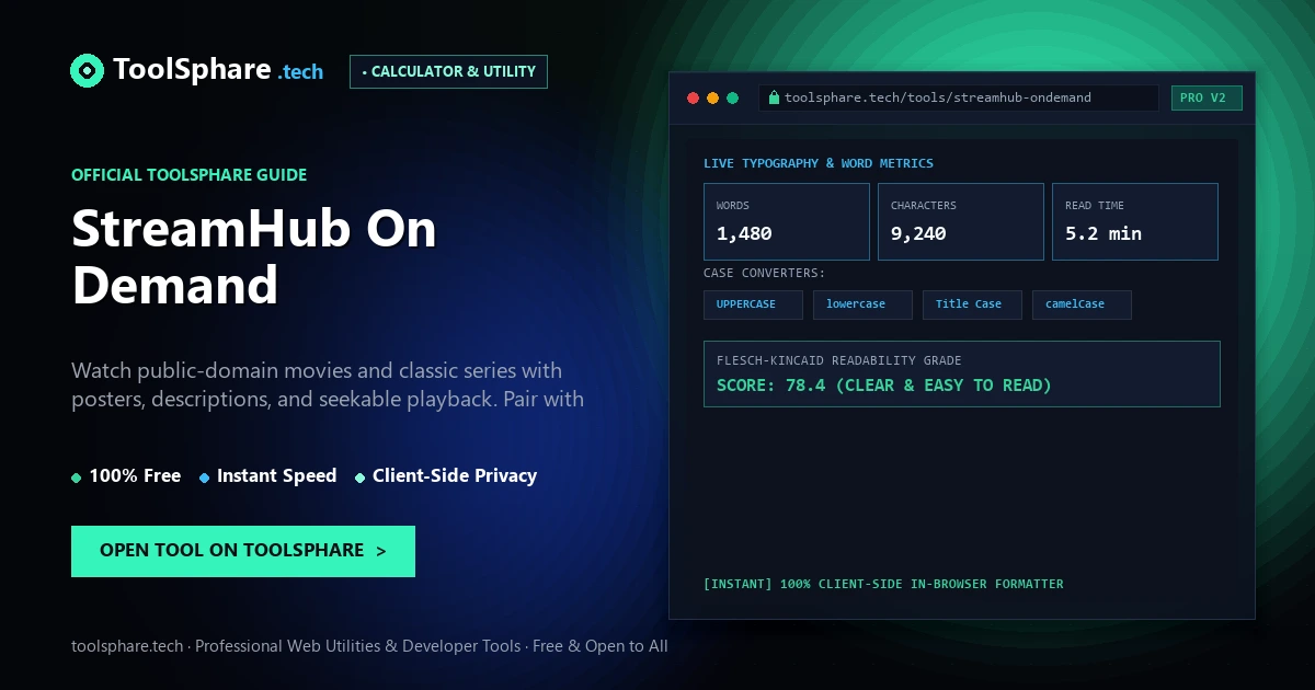 StreamHub On Demand: free online guide - ToolSphare Guide