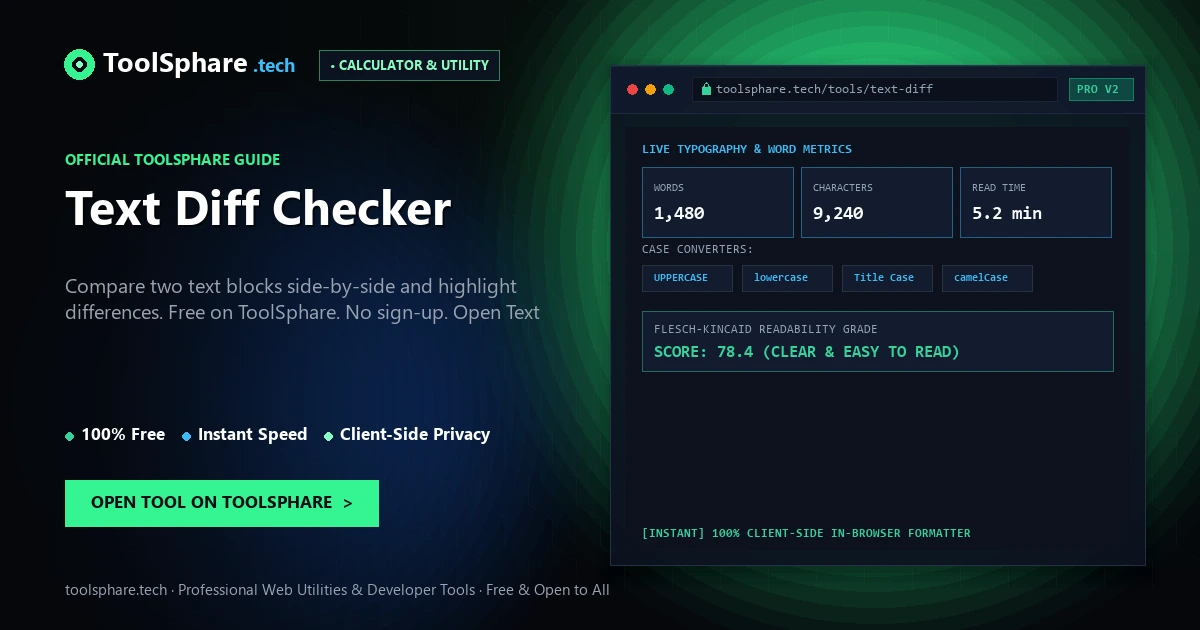 Text Diff Checker: free online guide - ToolSphare Guide