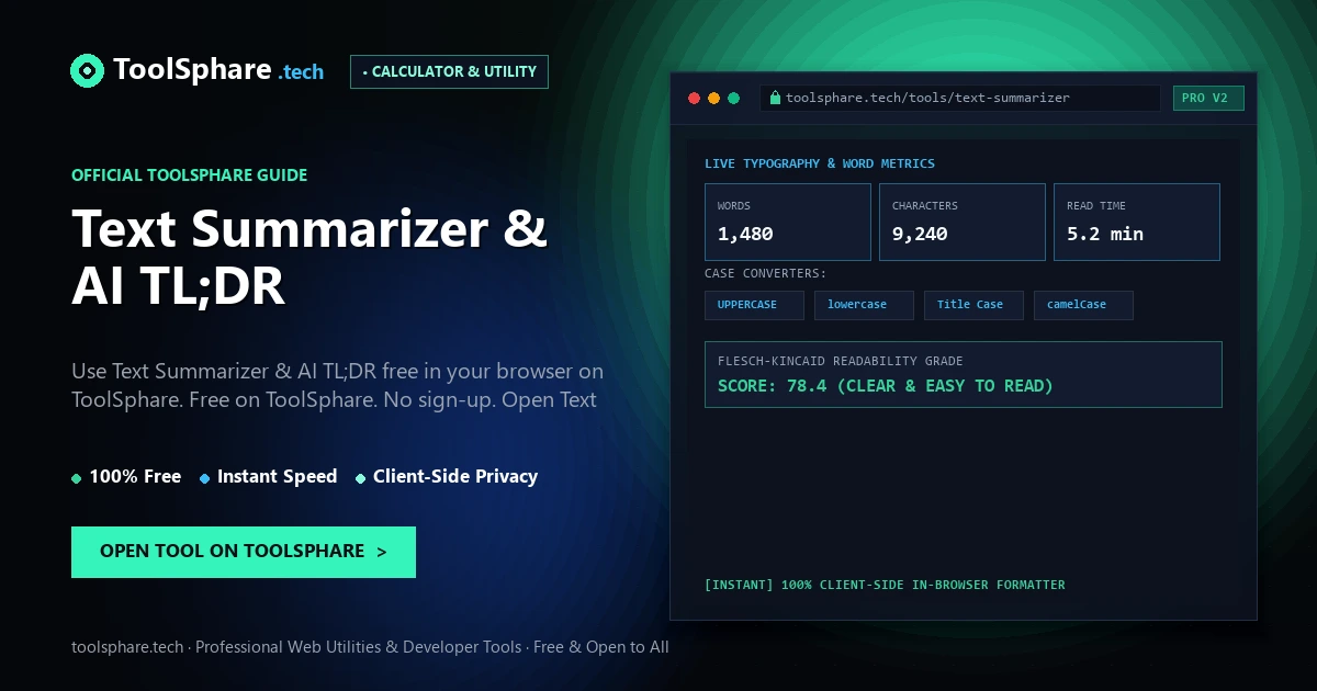 Text Summarizer & AI TL;DR: free online guide - ToolSphare Guide