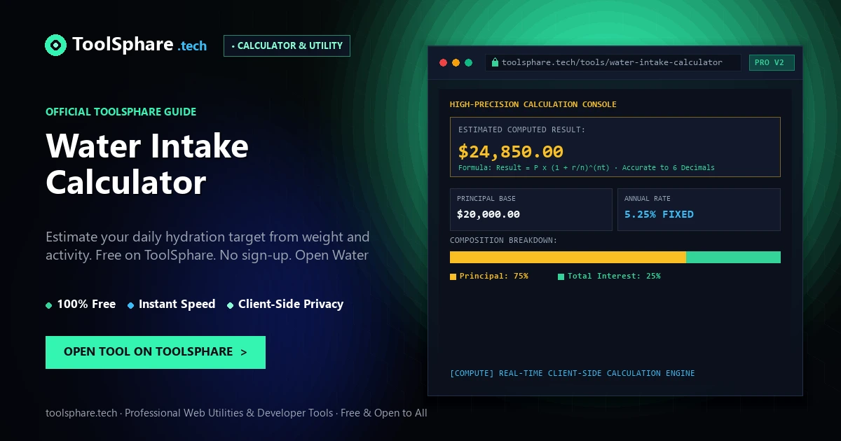 Water Intake Calculator: free online guide - ToolSphare Guide