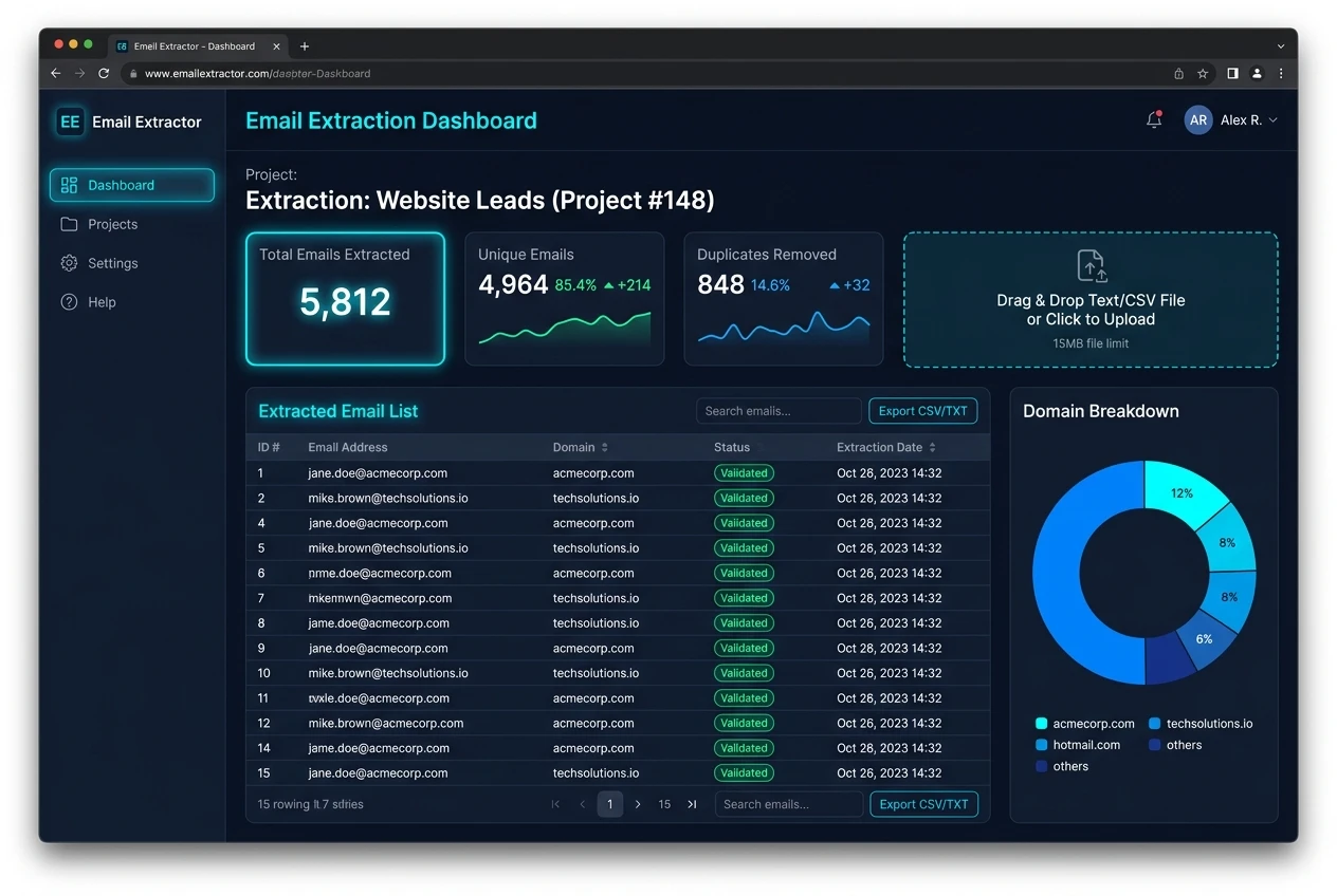 Screenshot of the free Email Extractor tool on ToolSphare