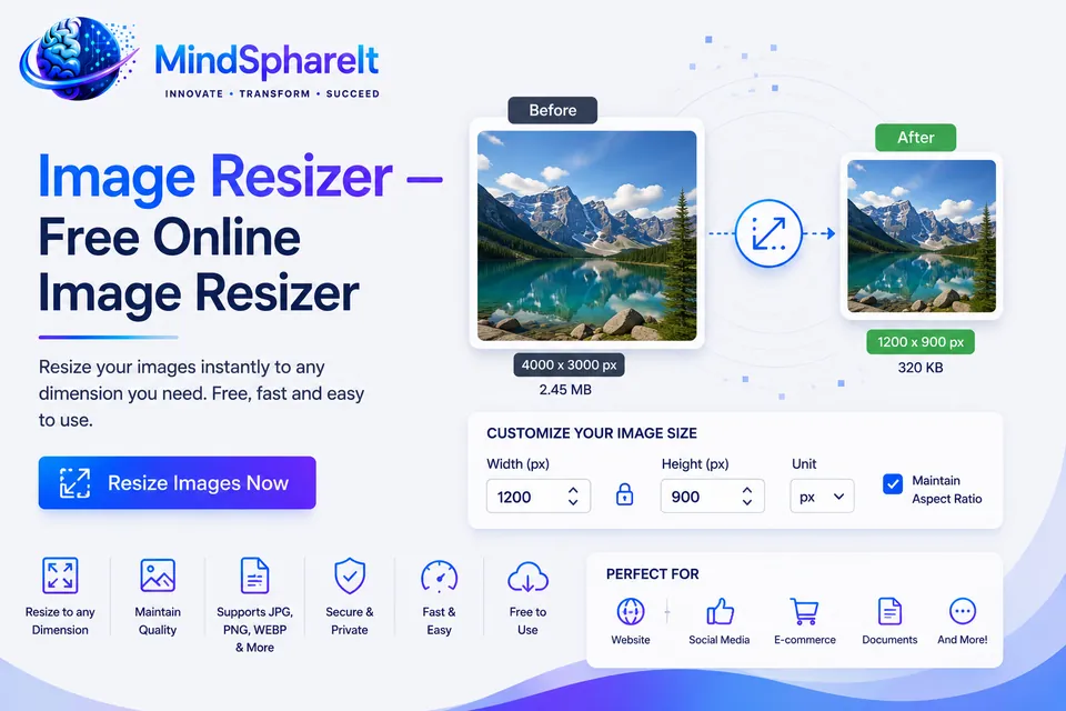 Screenshot des kostenlosen Bild-Resizer-Tools auf ToolSphare