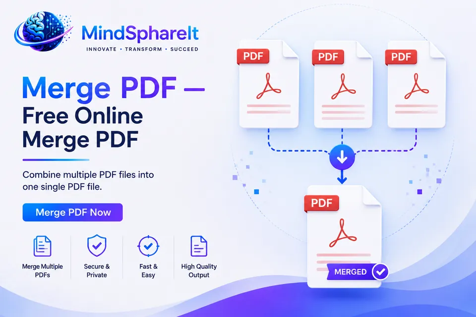Screenshot of the free Merge PDF tool on ToolSphare