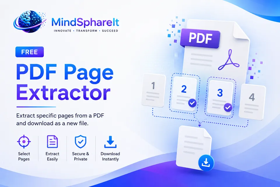 Screenshot of the free PDF Page Extractor tool on ToolSphare