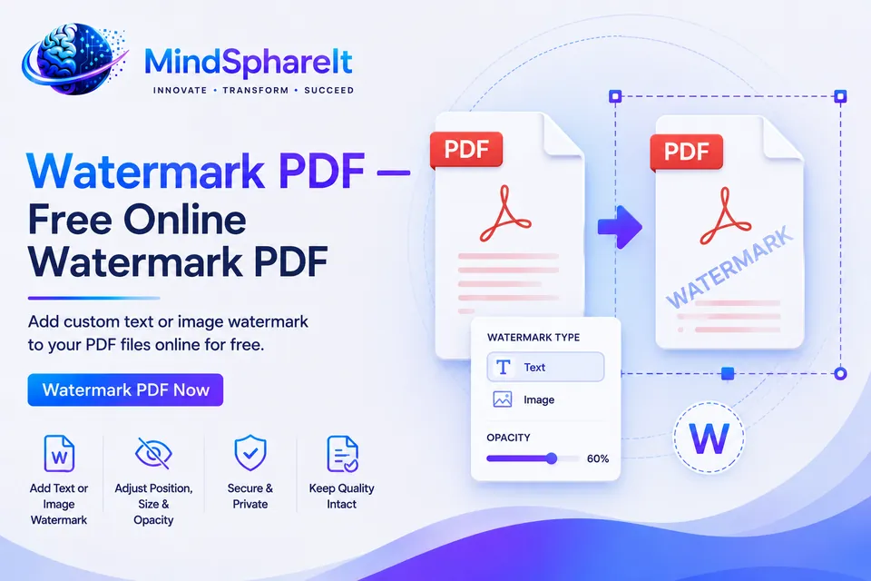 Screenshot of the free Watermark PDF tool on ToolSphare