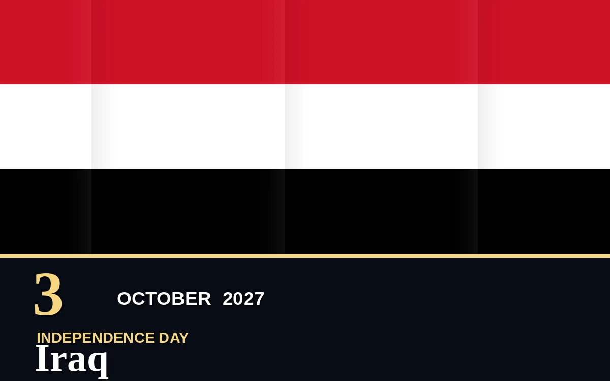 Original Iraq Independence Day poster for Sunday, 3 October 2027 in Baghdad