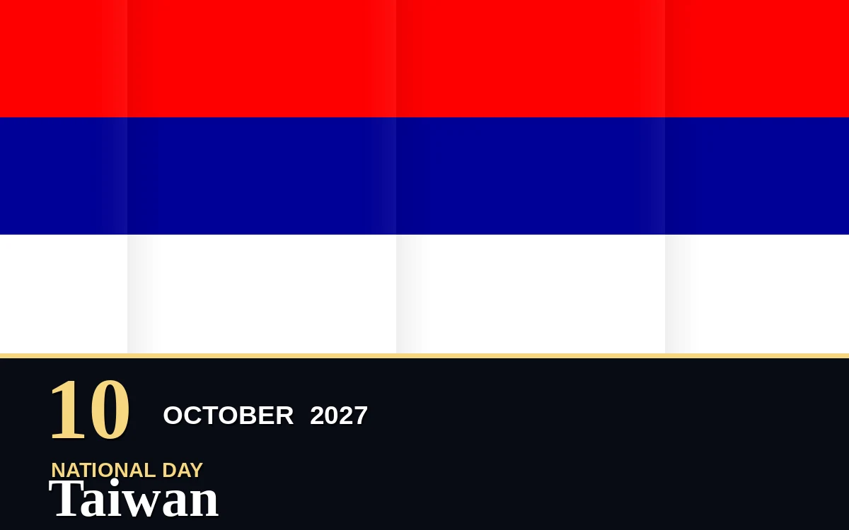 Original Taiwan National Day poster for Sunday, 10 October 2027 in Taipei