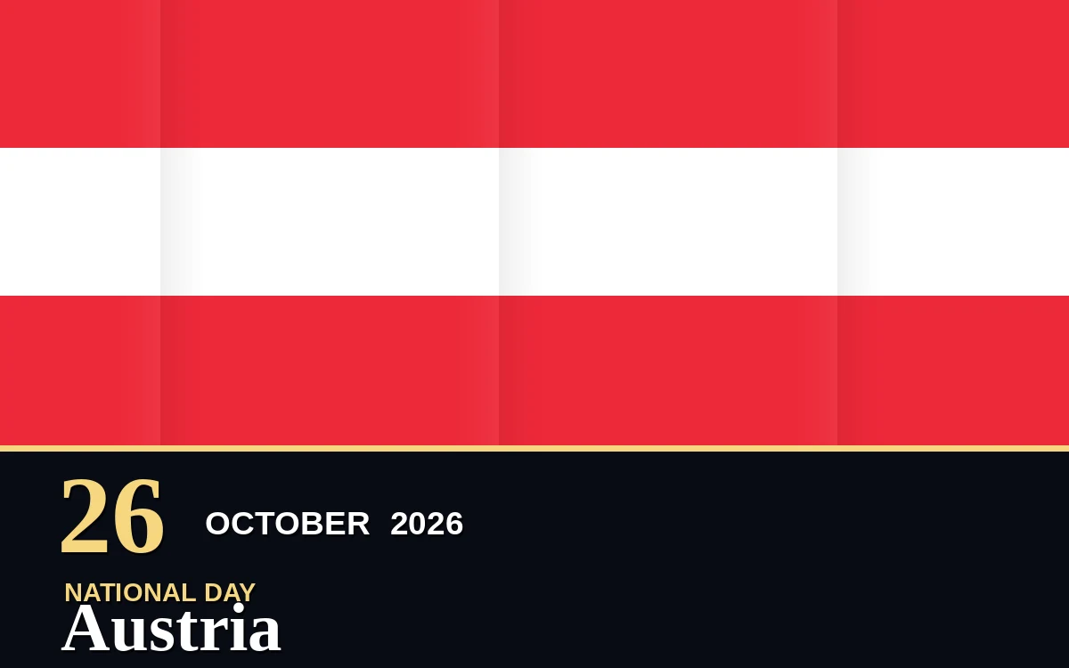 Original Austria National Day poster for Monday, 26 October 2026 in Vienna