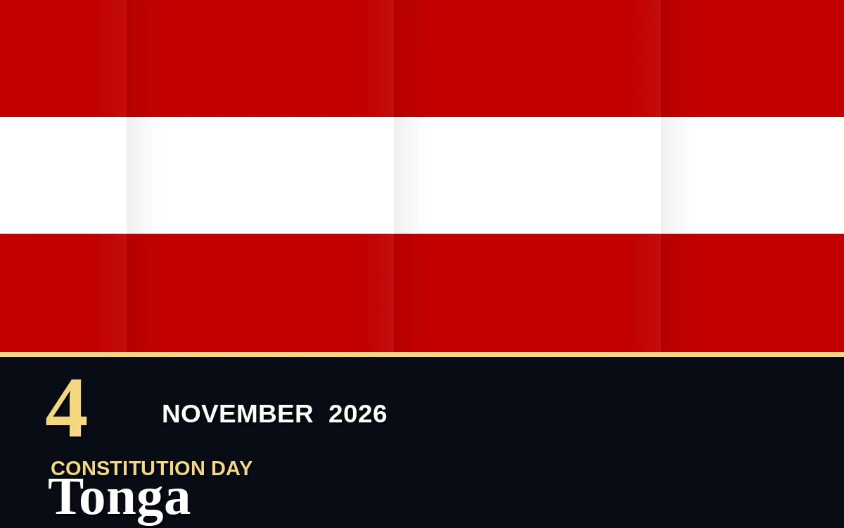Original Tonga Constitution Day poster for Wednesday, 4 November 2026 in Nuku'alofa