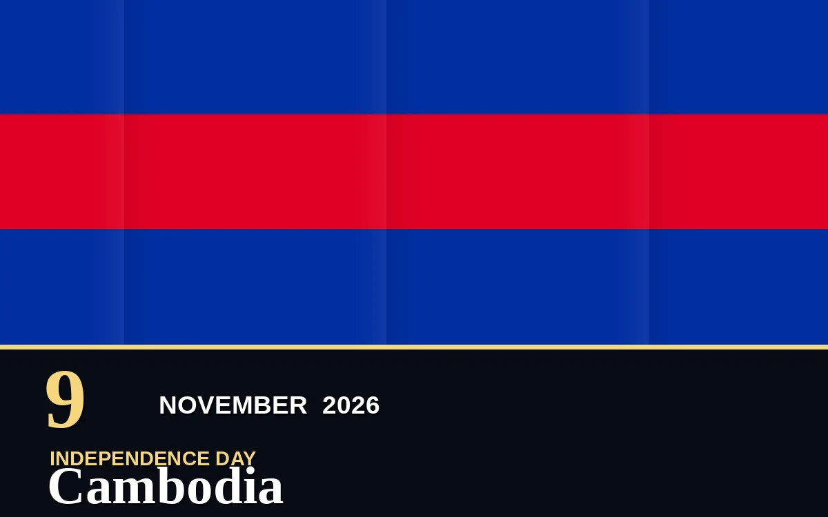 Original Cambodia Independence Day poster for Monday, 9 November 2026 in Phnom Penh