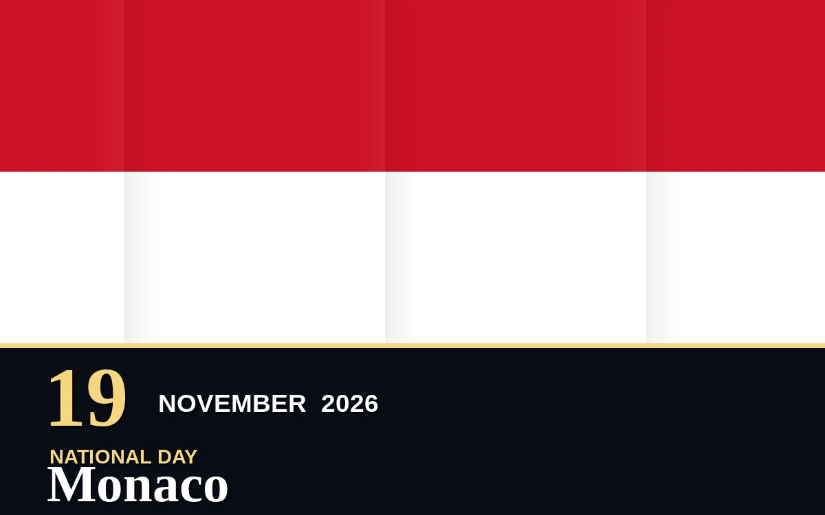 Original Monaco National Day poster for Thursday, 19 November 2026 in Monaco
