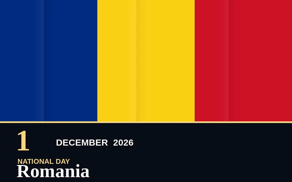 Original Romania National Day poster for Tuesday, 1 December 2026 in Bucharest