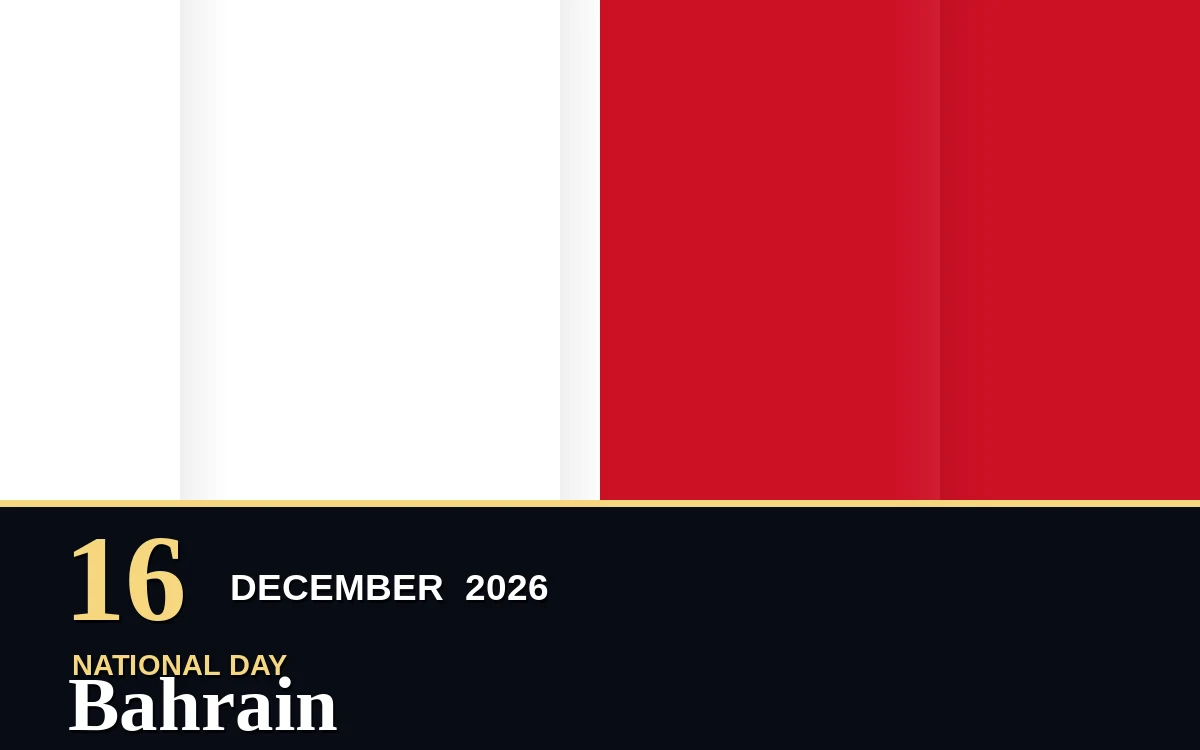 Original Bahrain National Day poster for Wednesday, 16 December 2026 in Manama