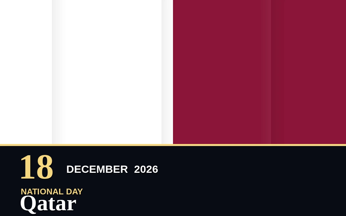 Original Qatar National Day poster for Friday, 18 December 2026 in Doha