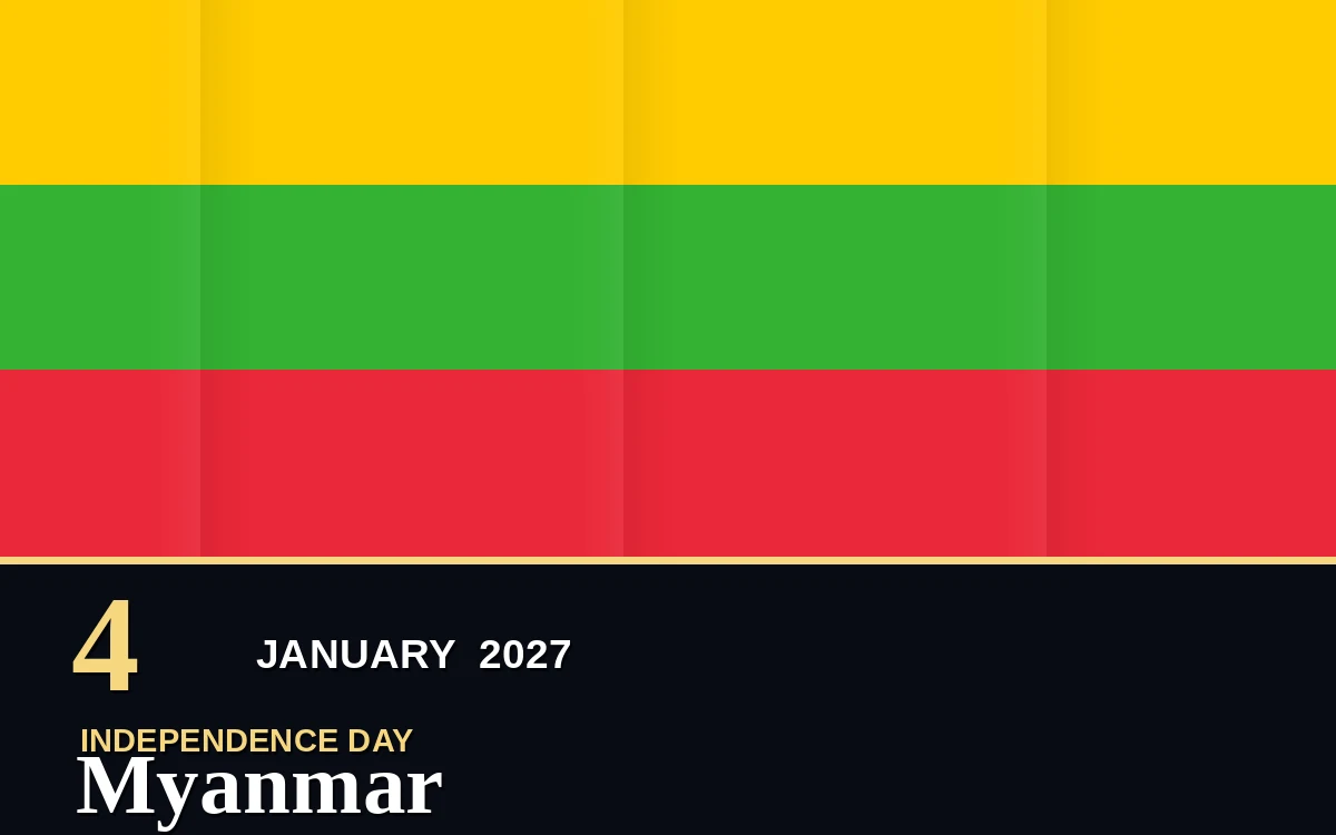 Original Myanmar Independence Day poster for Monday, 4 January 2027 in Naypyidaw
