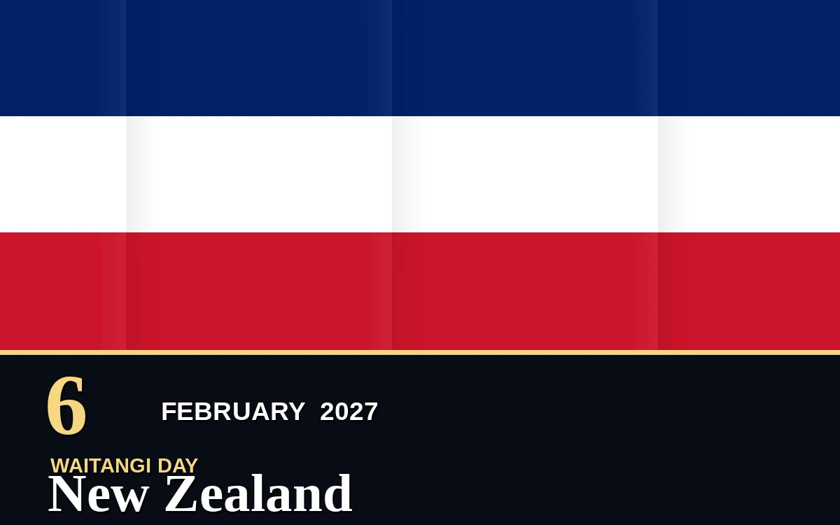 Original New Zealand Waitangi Day poster for Saturday, 6 February 2027 in Wellington