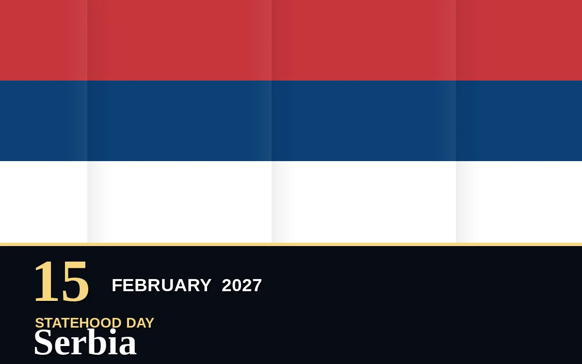 Original Serbia Statehood Day poster for Monday, 15 February 2027 in Belgrade