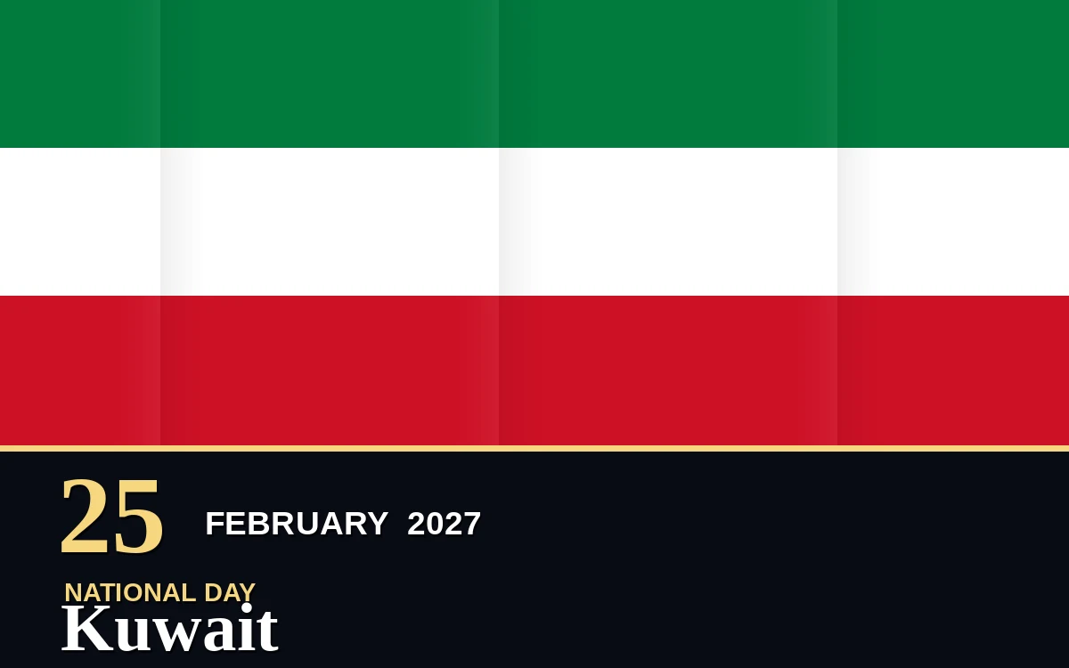 Original Kuwait National Day poster for Thursday, 25 February 2027 in Kuwait City