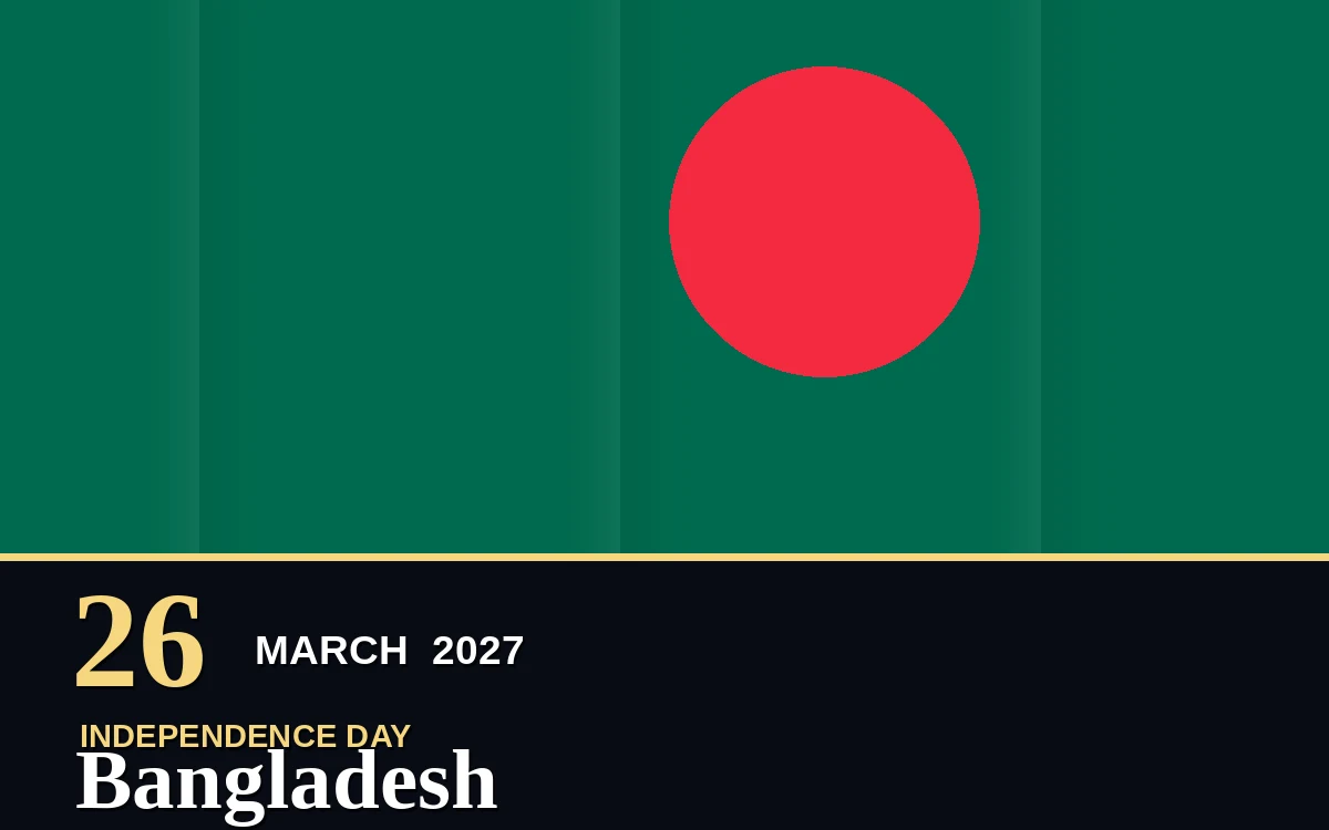 Original Bangladesh Independence Day poster for Friday, 26 March 2027 in Dhaka