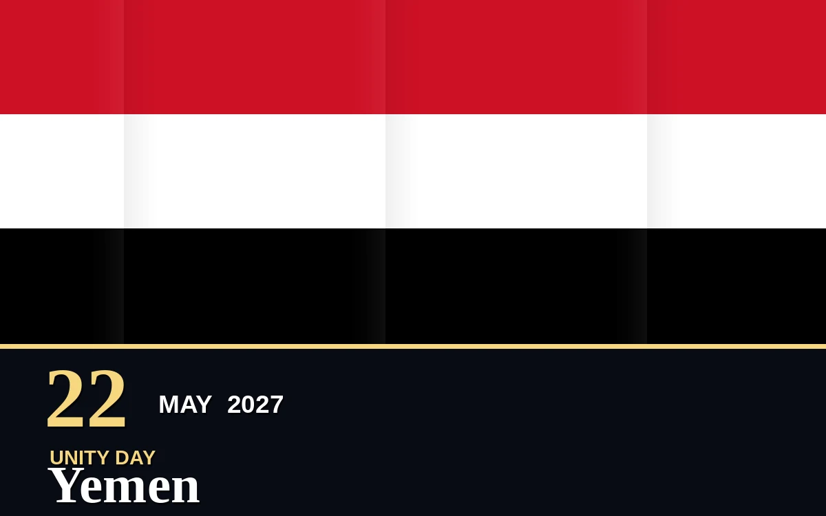 Original Yemen Unity Day poster for Saturday, 22 May 2027 in Sana'a
