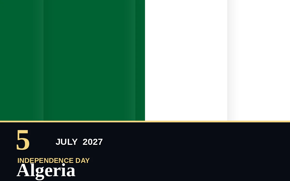 Original Algeria Independence Day poster for Monday, 5 July 2027 in Algiers