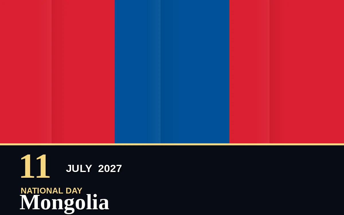 Original Mongolia National Day poster for Sunday, 11 July 2027 in Ulaanbaatar