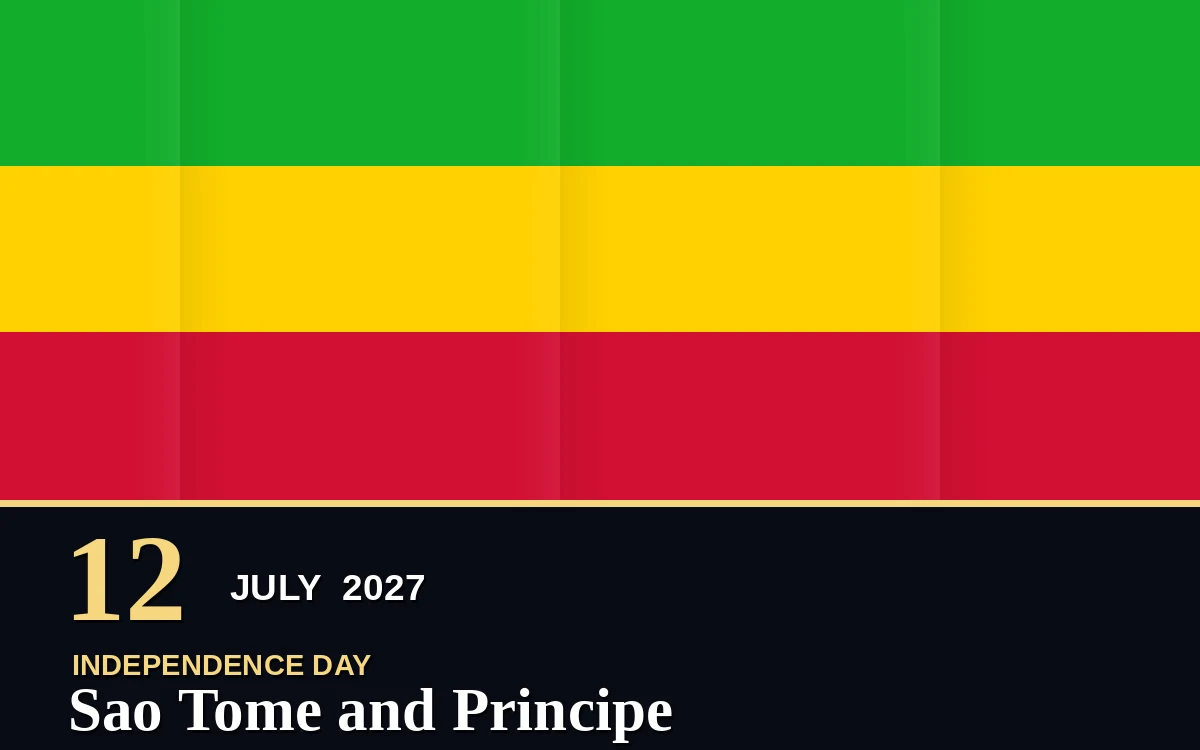 Original Sao Tome and Principe Independence Day poster for Monday, 12 July 2027 in Sao Tome