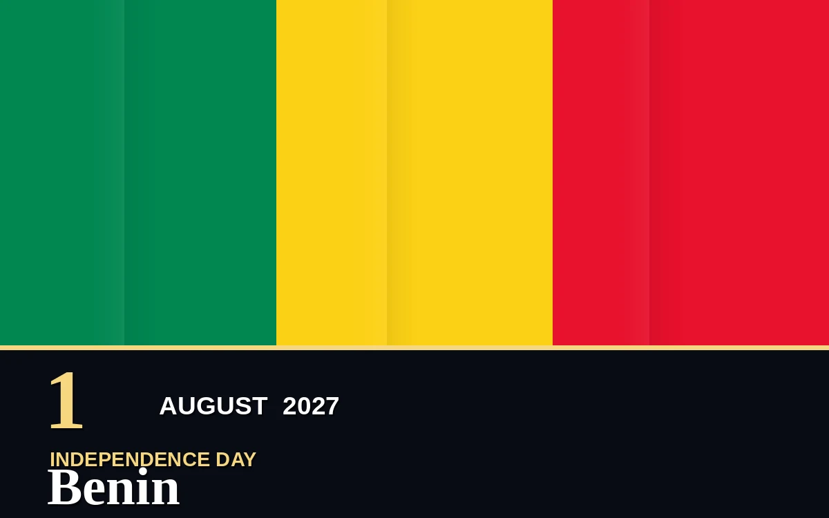 Original Benin Independence Day poster for Sunday, 1 August 2027 in Porto-Novo