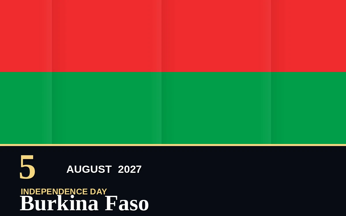 Original Burkina Faso Independence Day poster for Thursday, 5 August 2027 in Ouagadougou