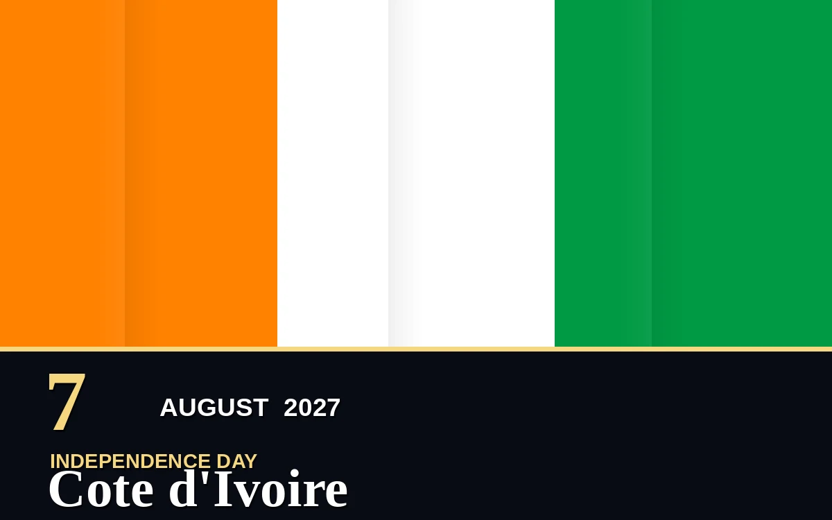 Original Cote d'Ivoire Independence Day poster for Saturday, 7 August 2027 in Yamoussoukro