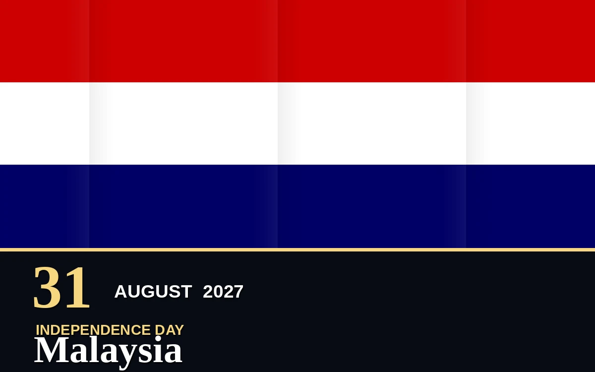Original Malaysia Independence Day poster for Tuesday, 31 August 2027 in Kuala Lumpur