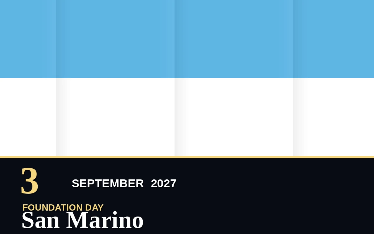 Original San Marino Foundation Day poster for Friday, 3 September 2027 in San Marino