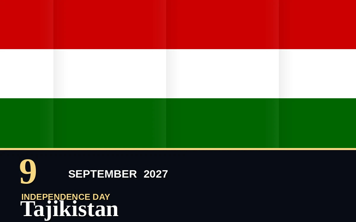 Original Tajikistan Independence Day poster for Thursday, 9 September 2027 in Dushanbe