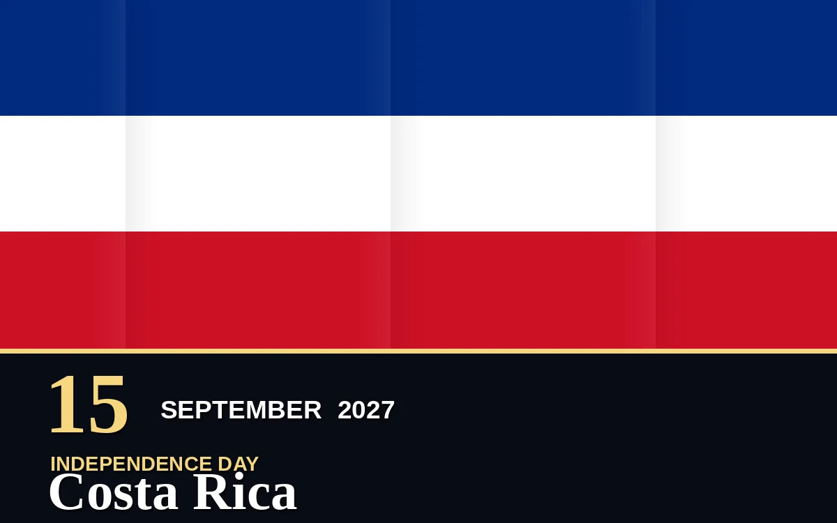 Original Costa Rica Independence Day poster for Wednesday, 15 September 2027 in San Jose