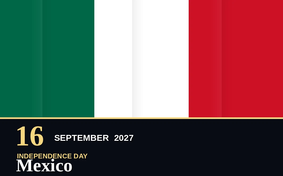 Original Mexico Independence Day poster for Thursday, 16 September 2027 in Mexico City