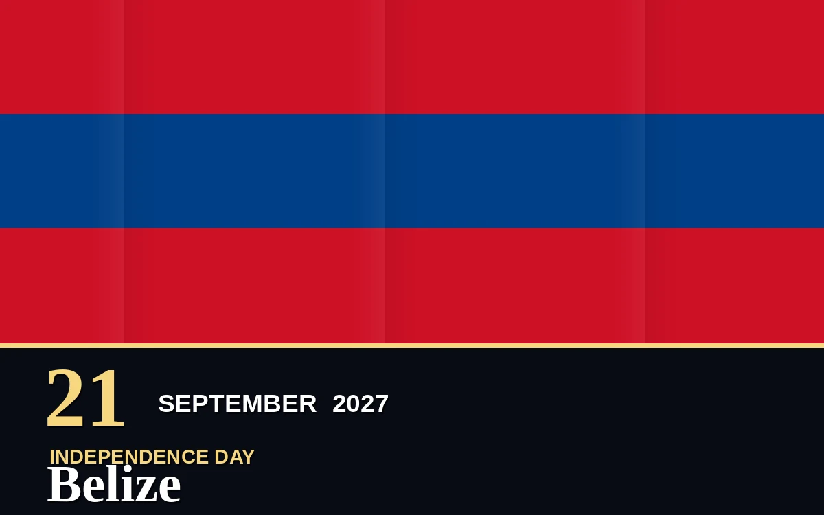 Original Belize Independence Day poster for Tuesday, 21 September 2027 in Belmopan