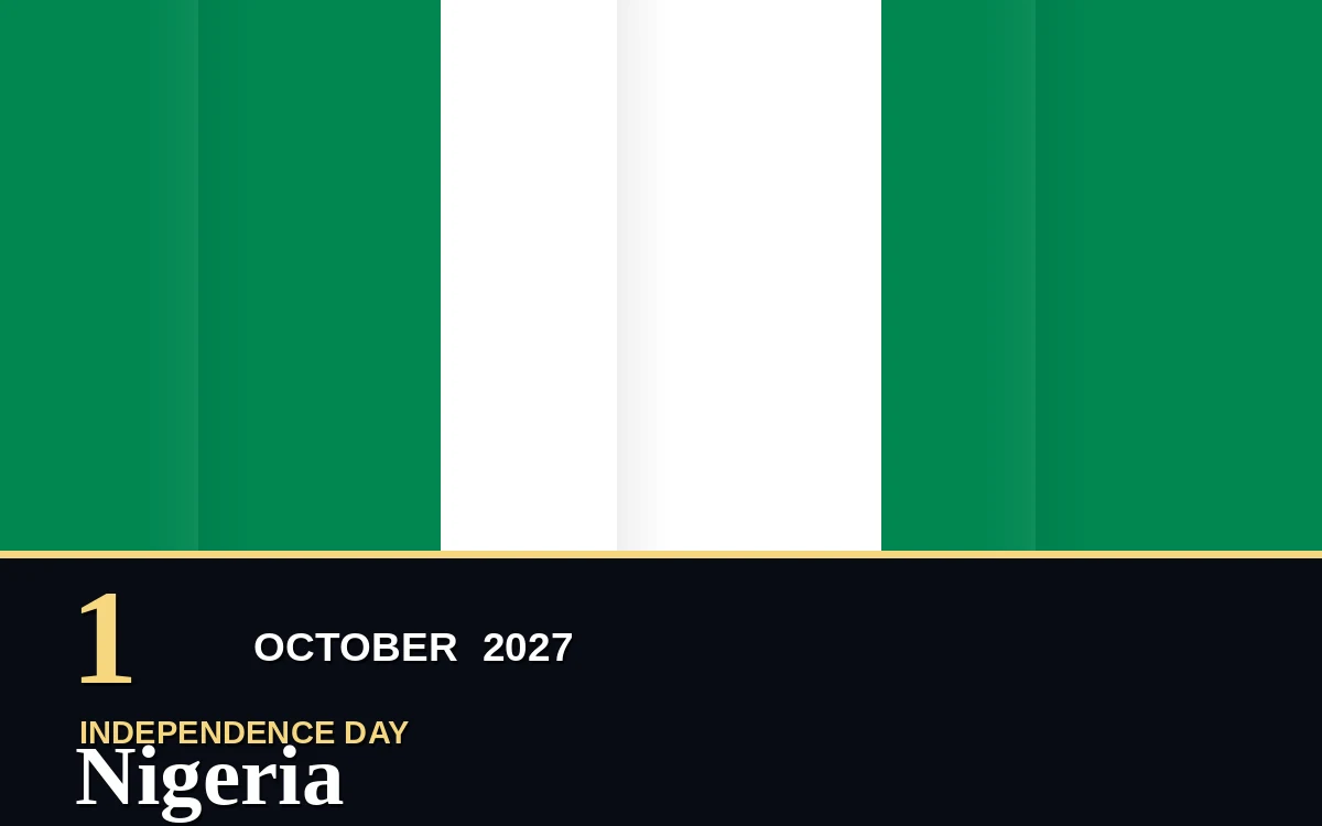 Original Nigeria Independence Day poster for Friday, 1 October 2027 in Abuja