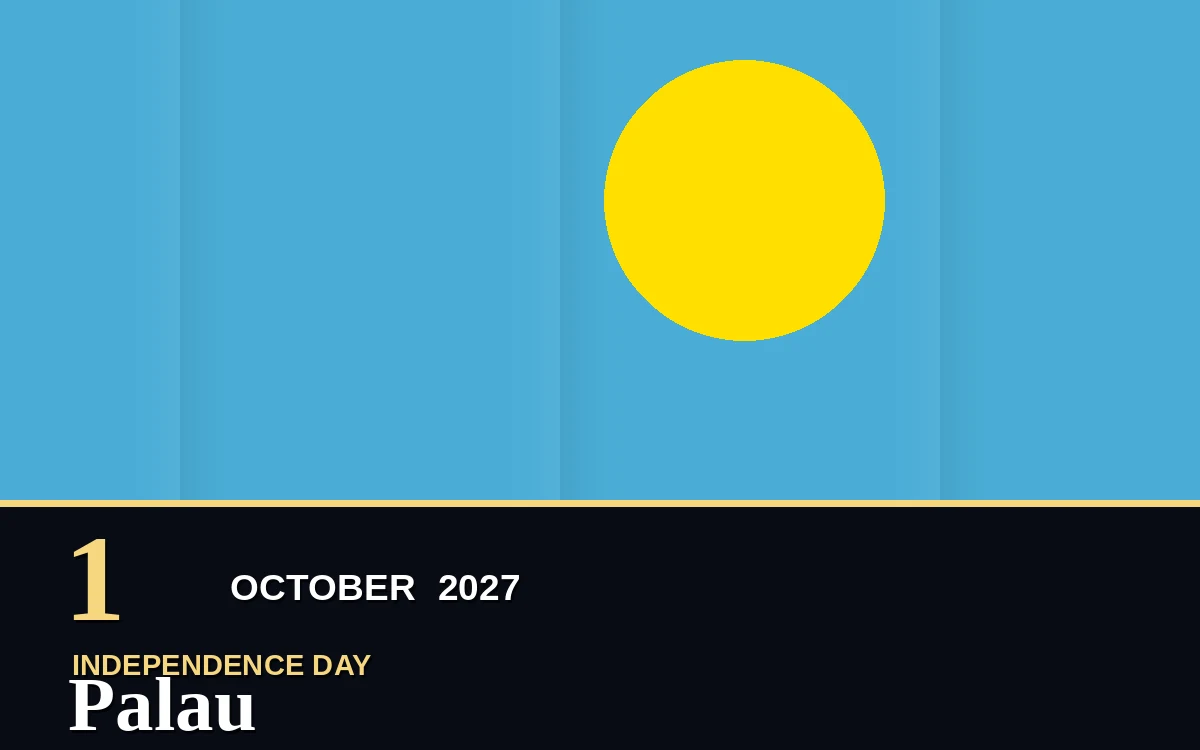 Original Palau Independence Day poster for Friday, 1 October 2027 in Ngerulmud