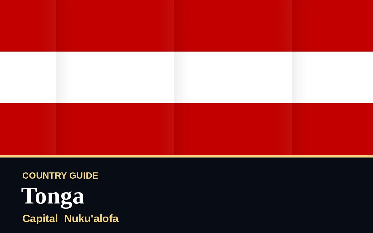 Original Tonga country guide poster with capital Nuku'alofa, Constitution Day on Wednesday, 4 November 2026, colours red and white